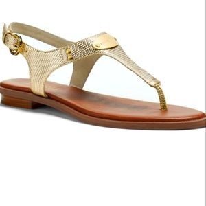 Michael Kors gold plate leather thong sandal